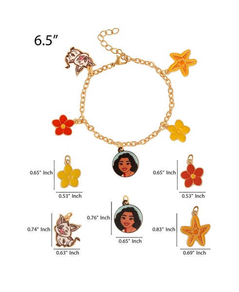 Moana Pua Flower Starfish Charm Bracelet - 6.5''