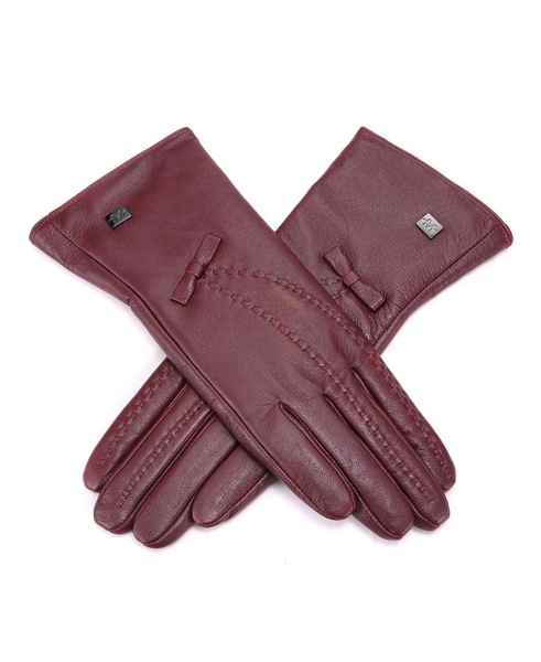 Women's Bow and Stitch Touchscreen Sheepskin Gloves