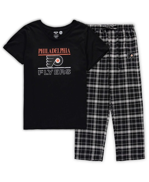 Women's Black Philadelphia Flyers Plus Size Lodge T-shirt and Pants Sleep Set