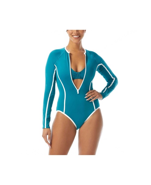 Women's Sculpt Long Sleeve Zip Front One Piece Swimsuit