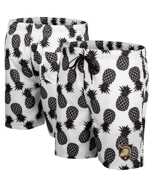 Men's White, Black Army Black Knights Pineapple Swim Shorts