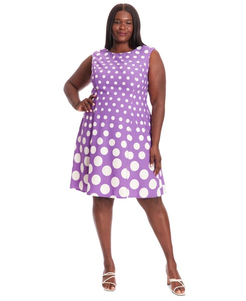 Plus Size Polka-Dot Fit & Flare Dress