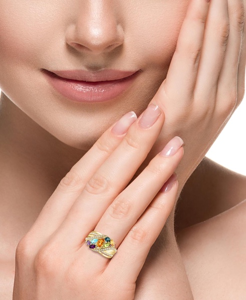 EFFY® Multi-Gemstone (1-3/4 ct.t.w.) & Diamond (1/4 ct. t.w.) Cluster Statement Ring in 14k Gold