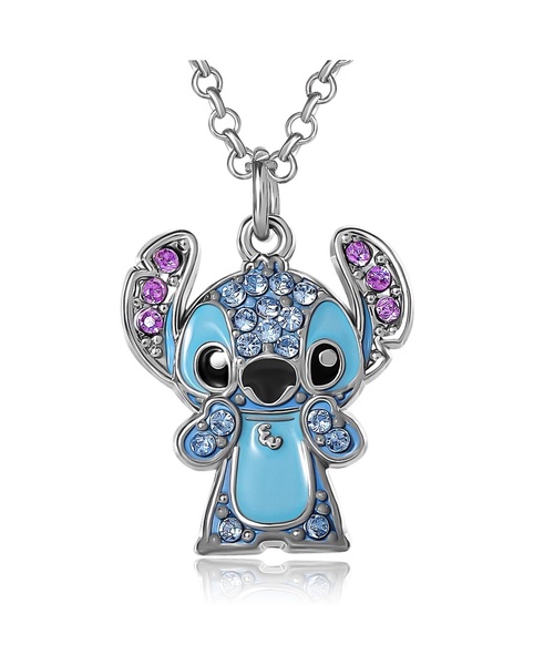 Lilo & Stitch Pave Crystal Pendant Necklace - Cute Character Jewelry