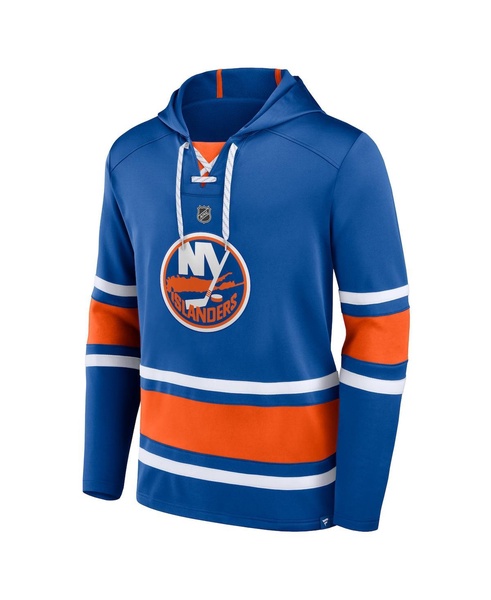 Men's Mathew Barzal Royal New York Islanders Name and Number Lace-Up Pullover Hoodie