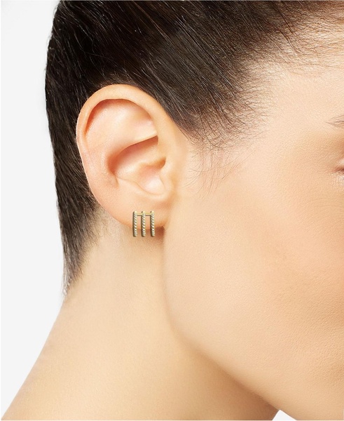 Gold Plated 2-Piece C Hoop and Multi Row Hoop Earrings Set