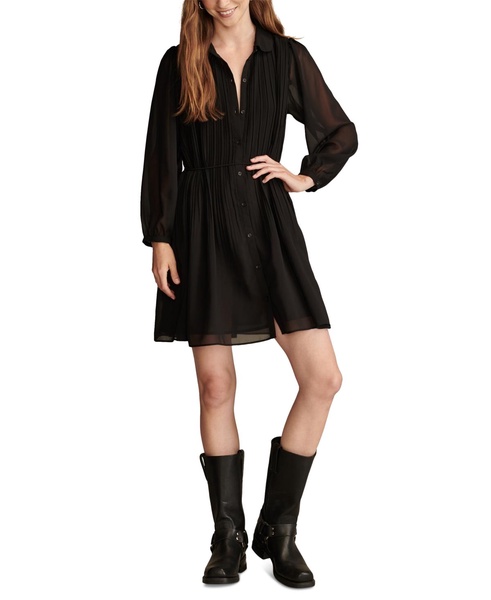 Women's Pleated Chiffon Shirtdress