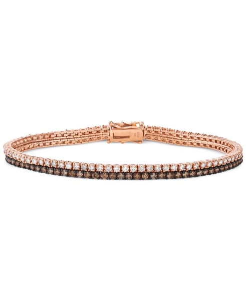 Chocolate Diamond & Nude Diamond Double Row Tennis Bracelet (3-1/2 ct. t.w.) in 14k Rose Gold