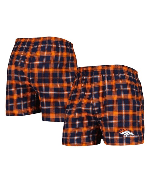 Men's Navy, Orange Denver Broncos Ledger Flannel Boxers