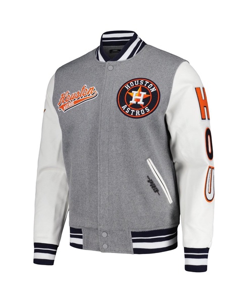 Men's Heather Gray Houston Astros Script Tail Wool Full-Zip Varity Jacket