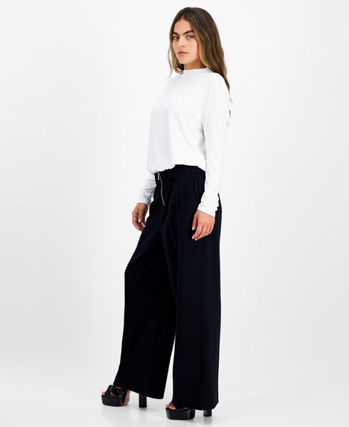 Petite Zip-Front High Rise Wide-Leg Pants, Created for Macy's