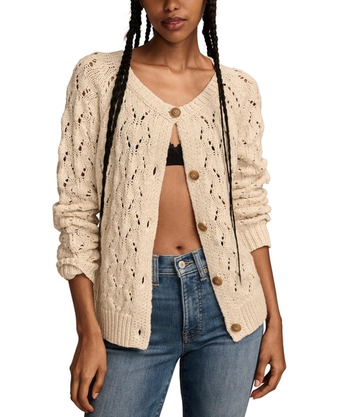 Women's Shine Pointelle Button-Front Cardigan