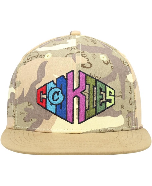 Men's Tan, Camo Across the Board Snapback Hat