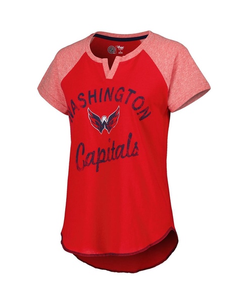 Women's Red Washington Capitals Grand Slam Raglan Notch Neck T-shirt