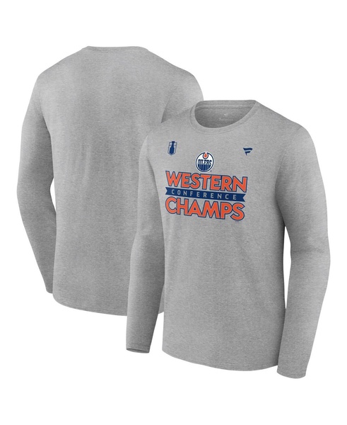 Men's Steel Edmonton Oilers 2024 Western Conference Champions Locker Room Long Sleeve T-Shirt