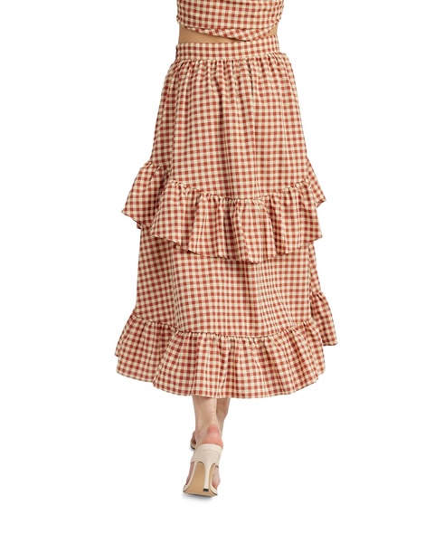 Women's Juni Tiered-Ruffle Gingham Midi Skirt