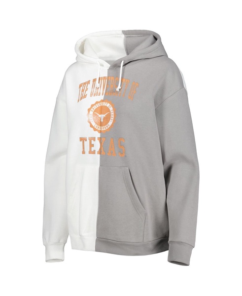 Women's Gray, White Texas Longhorns Split Pullover Hoodie