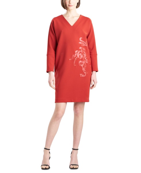 Women's Crepe Appliqué-Detail Shift Dress