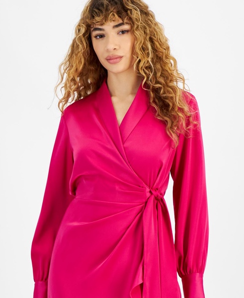 Women's Satin Faux-Wrap Dress, Created for Macy's 