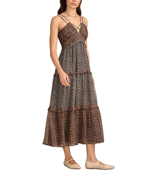 Women's Chiffon Print-Mix Maxi Dress