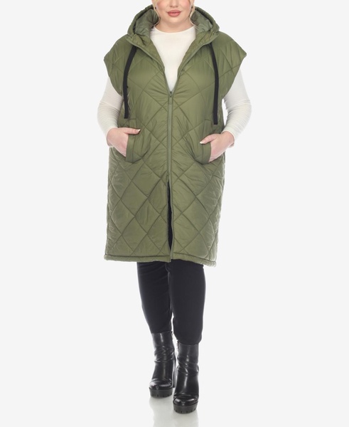 Plus Size Diamond Quilted Hooded Puffer Vest