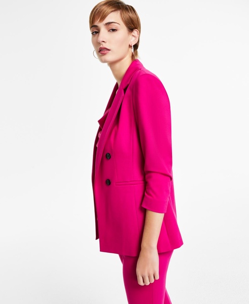 Women's Ruched-Sleeve Open-Front Blazer, Created for Macy's