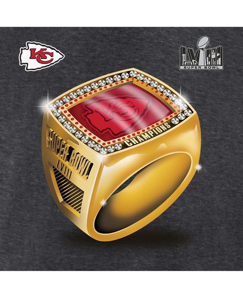 Men's Heather Charcoal Kansas City Chiefs Super Bowl LVIII Champions Ring Big and Tall T-shirt