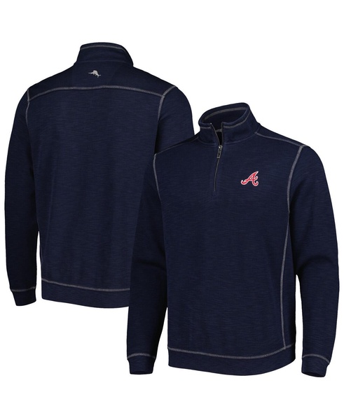 Men's Blue Atlanta Braves Tobago Bay Tri-Blend Quarter-Zip Sweatshirt