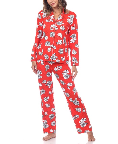 Women's Long Sleeve Floral Pajama Set, 2-Piece