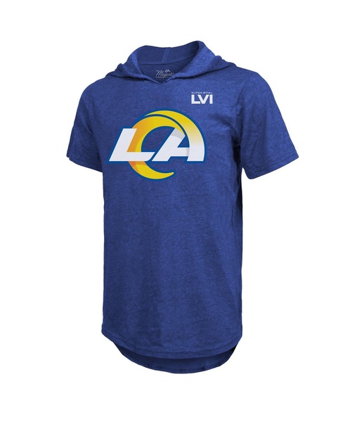 Men's Threads Matthew Stafford Royal Los Angeles Rams Super Bowl LVI Name Number Short Sleeve Hoodie T-shirt