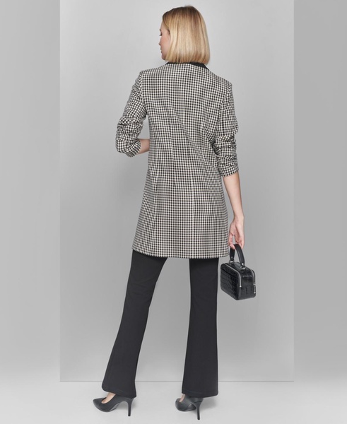 Women's Checkered One-Button Blazer