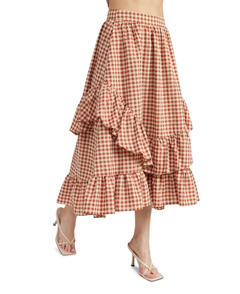 Women's Juni Tiered-Ruffle Gingham Midi Skirt