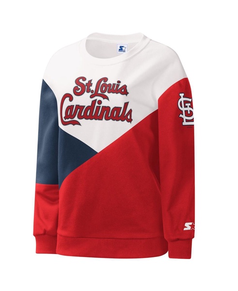 Women's White, Red St. Louis Cardinals Shutout Pullover Sweatshirt