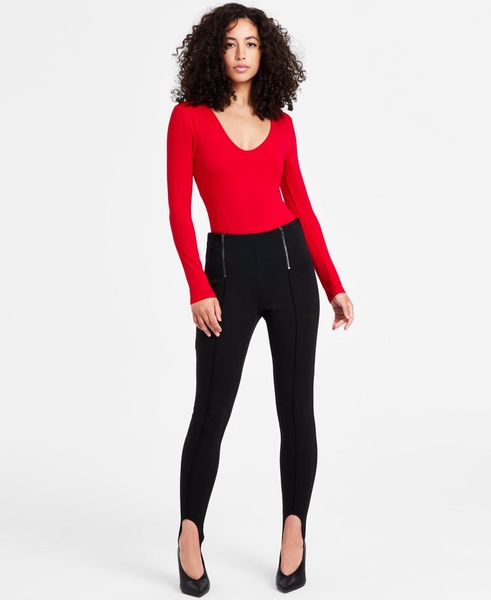 Women's Ponte Stirrup Front-Zip Leggings, Exclusively at Macy's