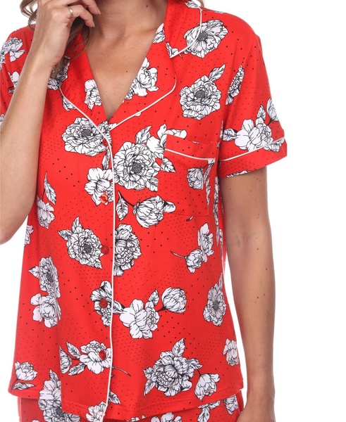 Women's Short Sleeve Floral Pajama Set, 2-Piece