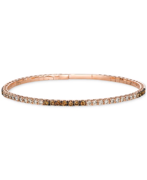 Ombré® Chocolate Ombré Diamond Skinny Bangle Bracelet (1-1/2 ct. t.w.) in 14k Rose Gold