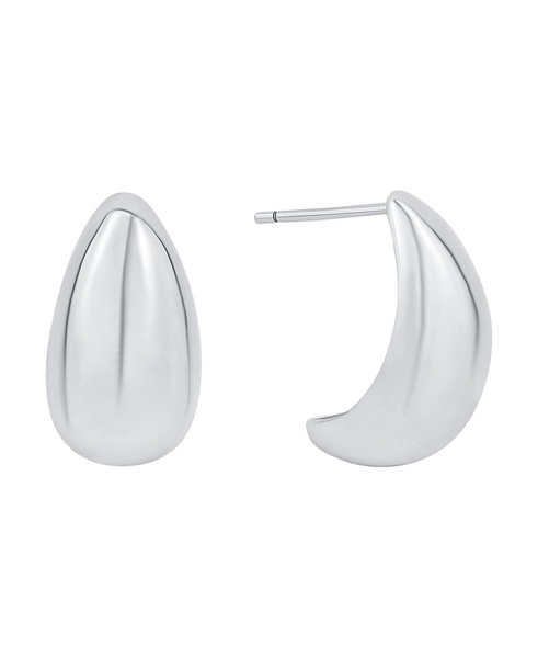 Silver-Plated or 18K Gold-Plated Puff J Hoop Earring