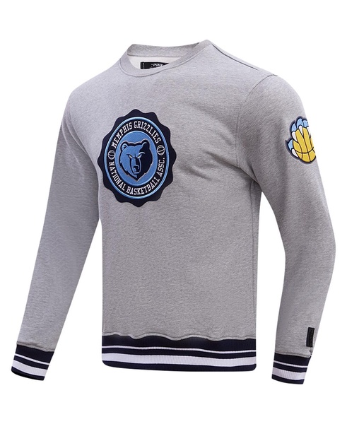 Men's Heather Gray Memphis Grizzlies Crest Emblem Pullover Sweatshirt