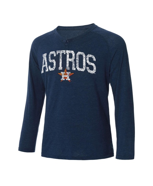 Men's Navy Houston Astros Inertia Raglan Long Sleeve Henley T-shirt