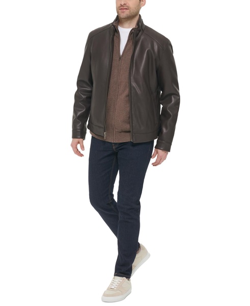 Men's Faux-Leather Motto Jacket