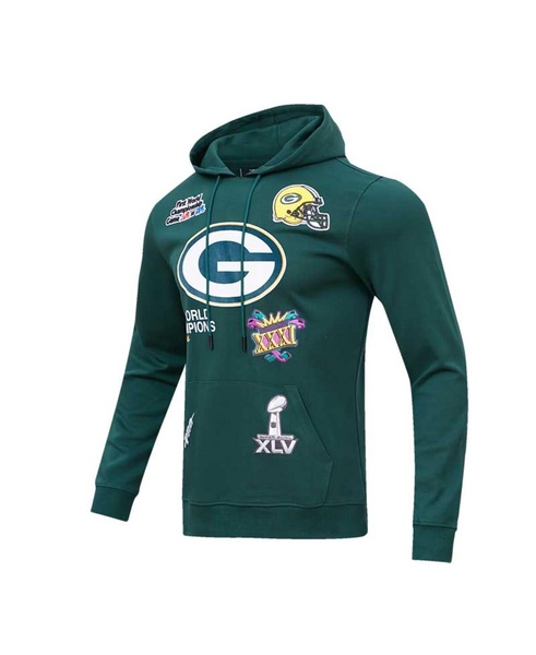 Men's Green Green Bay Packers 4x Super Bowl Champions Pullover Hoodie