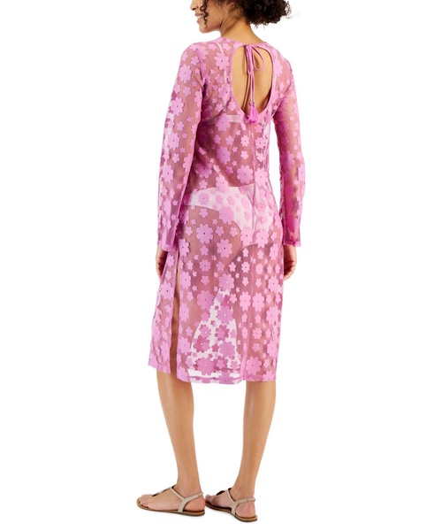 Women's Crochet Long-Sleeve Tunic Cover-Up, Created for Macy's