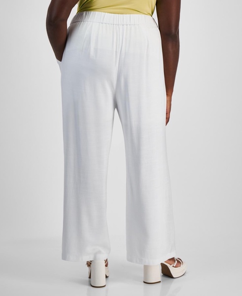 Trendy Plus Size Grommet-Belt Wide-Leg Pants, Created for Macy's