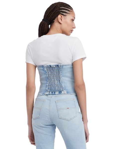 Women's Strapless Zip-Front Denim Top