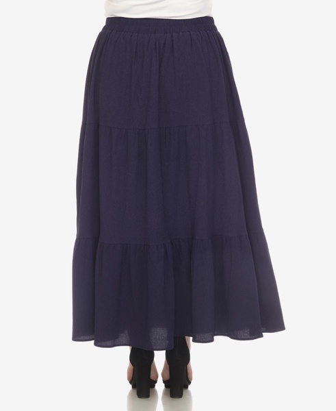 Plus Size Pleated Tiered Maxi Skirt