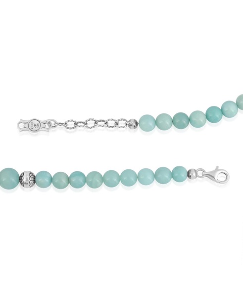 Sterling Silver and Graduated Amazonite Gemstone Bead Necklace, 17 Inches