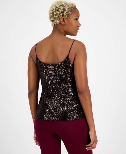 Women's Drape-Neck Sleeveless Sequin Tank Top, Created for Macy's 