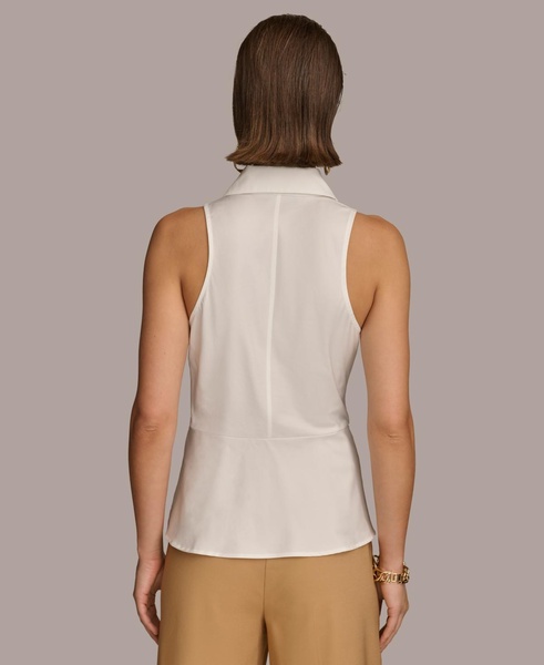 Donna Karan Women's Sleeveless Tie-Front Collared Shirt