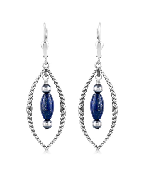 Sterling Silver Marquise Lapis Dangle Earrings