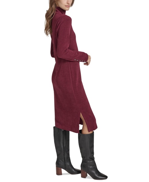 Women's Ribbed Turtleneck Midi Dress